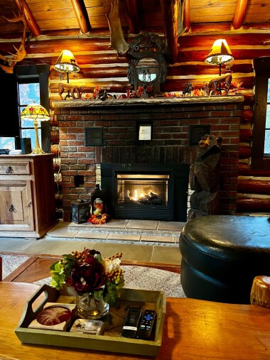 Fall decor by the fireplace