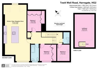 Floor plan showing the layout of the 3-bedroom apartment.