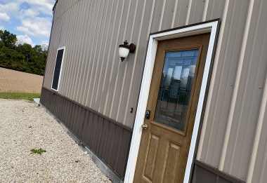 Entrance door with keyless entry.  