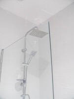 Bright bathroom with essential amenities for a comfortable stay