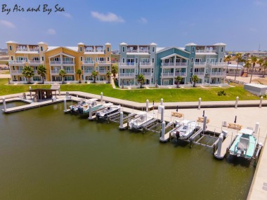 Island Moorings marina is in front of the community