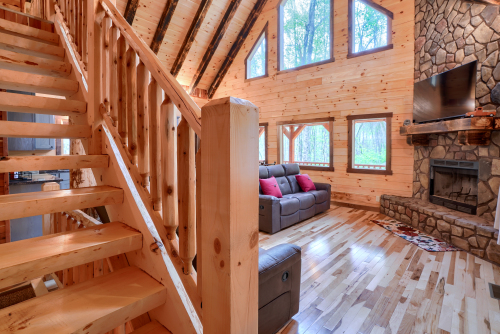 View of Great Room, from Stairs to Loft Level, Jackson's Luxury Hideaway