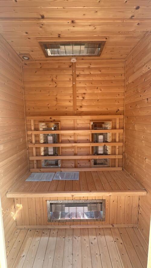 Brand-new sauna that heats in minutes — perfect for deep relaxation after the hot tub