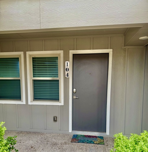 parking side entry door (opens to bedroom) 