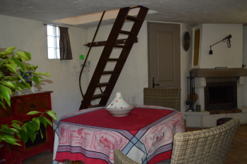 la pièce à vivre / echelle de meunier pour accéder à l'étage