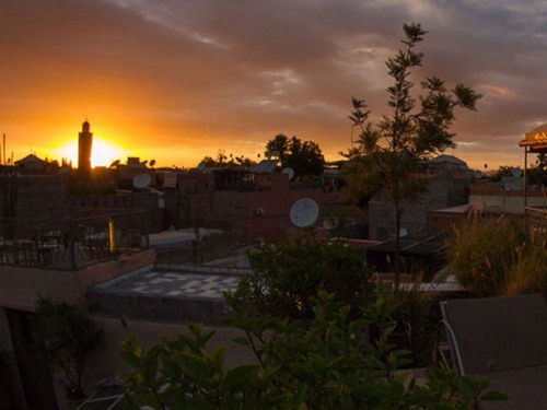 Couché du soleil de la terrasse du Dar Khmissa Riad & Spa Marrakech