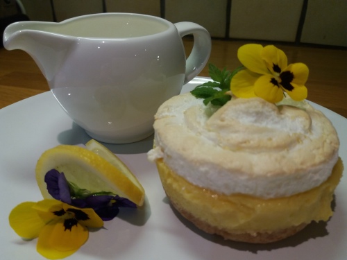 Lemon curd pie and whipped cream