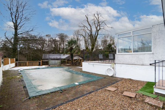 Outdoor heated swimming pool, ready for summer enjoyment for you and your family