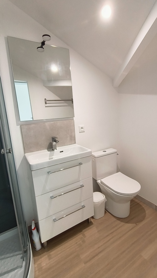 Salle d'eau à l'étage (douche/meuble vasque/WC)