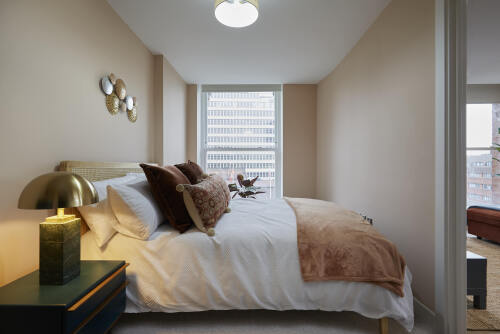 A serene bedroom designed for uninterrupted, quality sleep