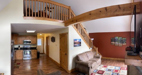 View of the kitchen and living room area