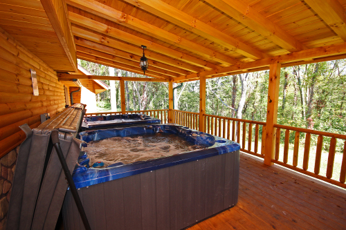 2 Hot Tubs on Back Deck, looking NE, The Western Lodge