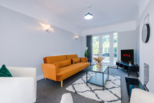 Living area with sofa bed