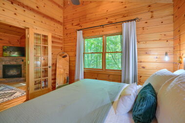 Private king sized bedroom with french doors