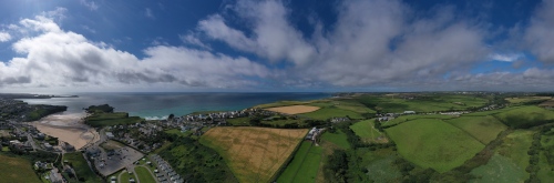 Porth beach and surrounding countryside