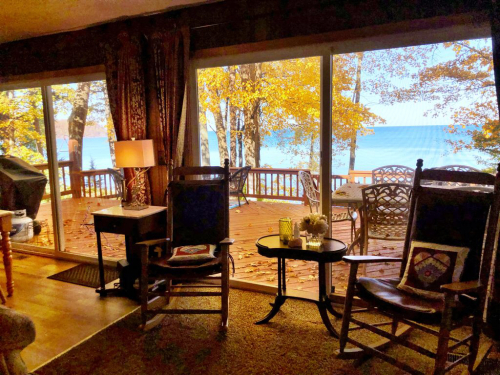 We have a great view of the water from INSIDE great for anytime of year!  Open year round. 