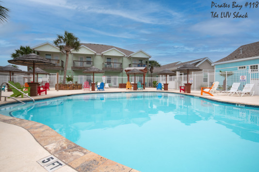 the larger of the two pools (both pools have bathrooms)