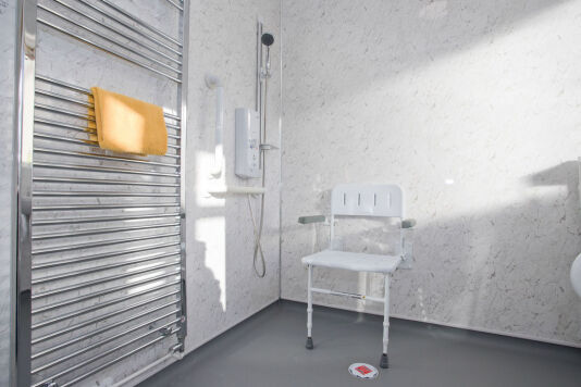 Hoist bathroom to bedroom