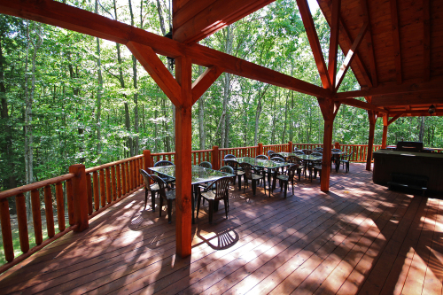 Deck, with Dining Tables and Hot Tub1, main level 