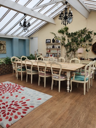 Our large conservatory can cater for up to 12 people for lunches and dinner parties.