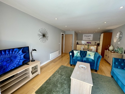 Open plan contemporary living dining space