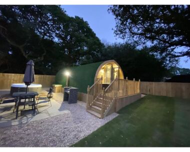 Outside the glamping pod