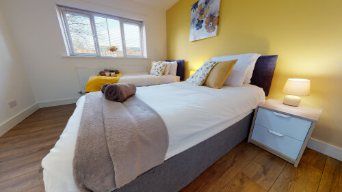 Spacious master bedroom x2 single beds also can be linked to king size upon request wardrobe, bedside cabinets and ensuite