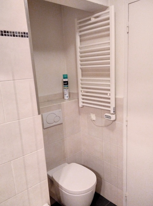 toilettes suspendues dans la salle de bain