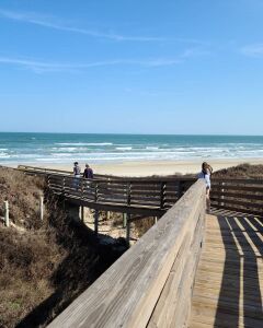 Wooden beachwalk (has stairs at the end) 