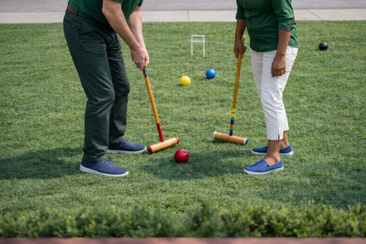 Croquet can be played in the front yard during on a first come first serve basis/
