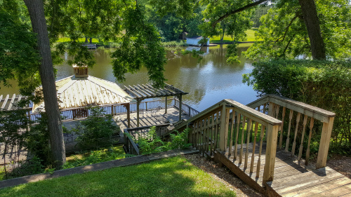 View of Boat Dock on Cane River Lake from rear gallery