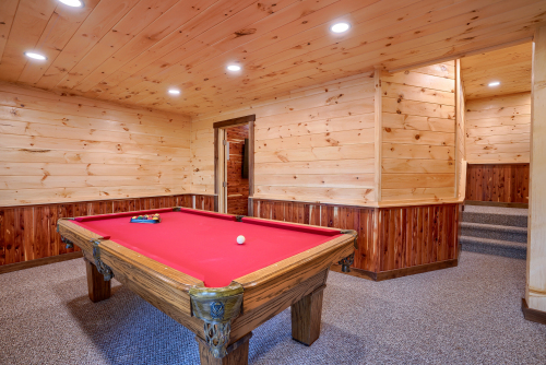Pool Table, Looking toward Theater Room, with stairway on right, Jackson's Luxury Hideaway