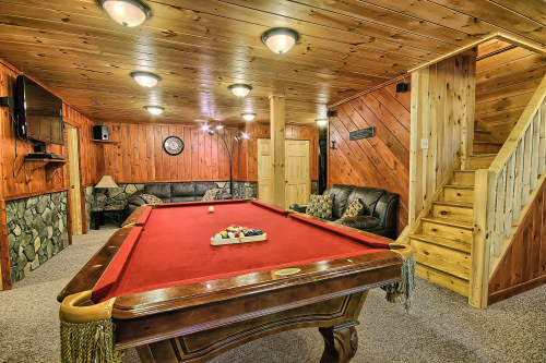 Pool Table and Entertainment Area, in Lower Level, with DVD Player