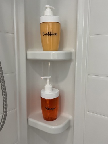 one bar soap, shampoo and conditioner provided