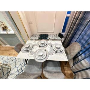 This photo represents the dining table inside of the flat. 