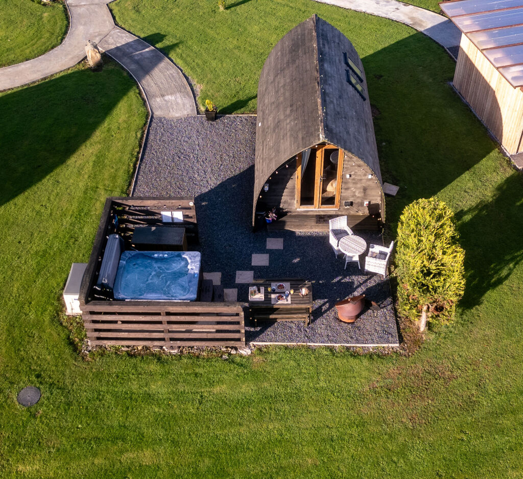 [{'Text': 'Aerial view of pod', 'CultureCode': 'en-GB'}] glamping cabins and grounds, photo 10 of 32