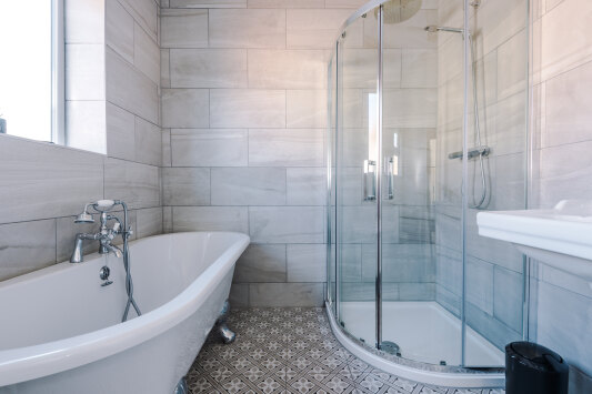 Power shower and luxury bath