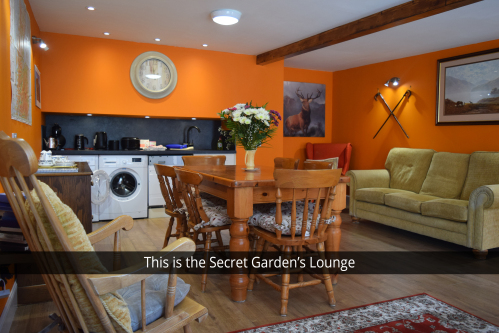The Secret Garden Sitting Room complete with Washing Machine, Tumble Drier and Dishwasher