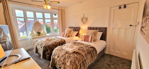 Beresford Cottage - bedroom number 1, 2 single beds can be joined to the super king bed