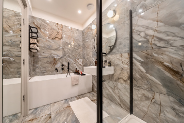A beautifully detailed bathroom with premium bathtub finishes.