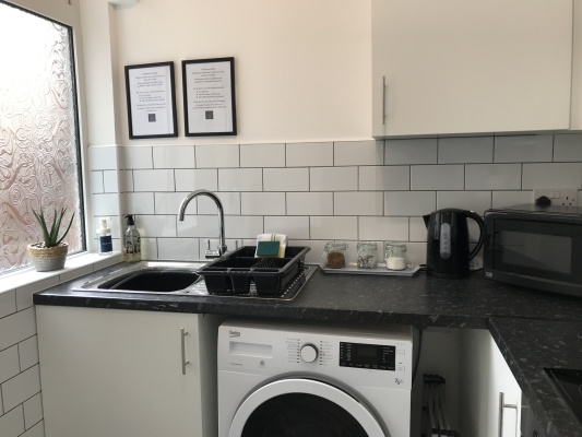 Fully equipped Kitchen, with Washer / Dryer, Fan Oven, Electric Hob, Microwave, Toaster and Kettle