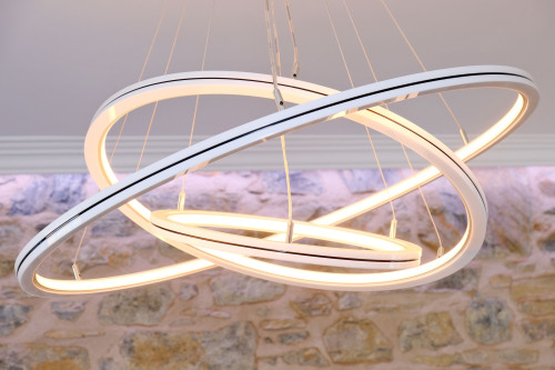 Stunning triple tier chandelier gives ambient dimmable lighting, a bespoke Go Home Smart creation