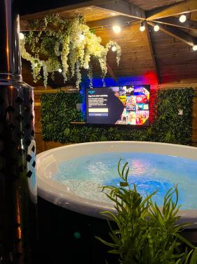 Escape To Our Hot Tub Oasis - Watch Tv in the Tub