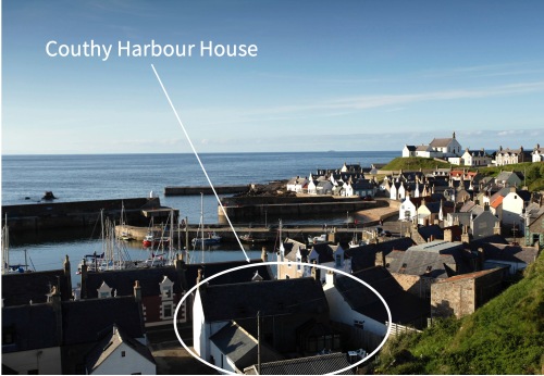 Location of Couthy Harbour House Findochy, 50m from Harbour