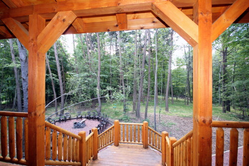 View of Fire Pit area, from Front Porch twin steps