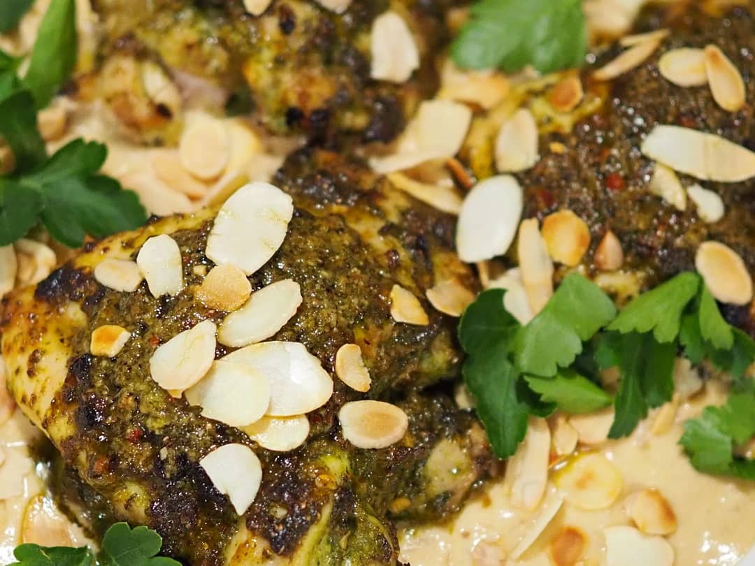 Herby Chicken with Tahini Sauce