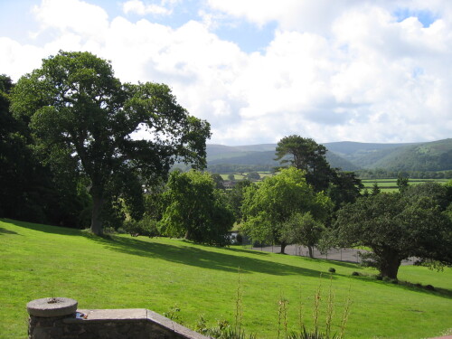 View from terrace of dunkery beacon and our garden lawn