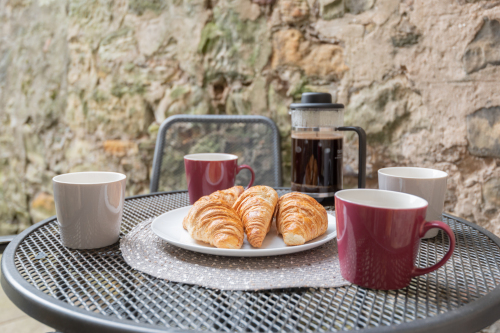 Breakfast on the private patio 