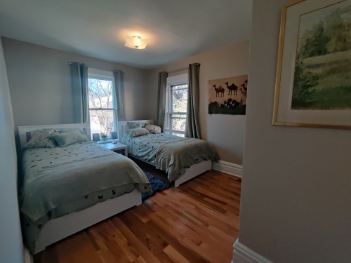 The green room with its twin beds.  