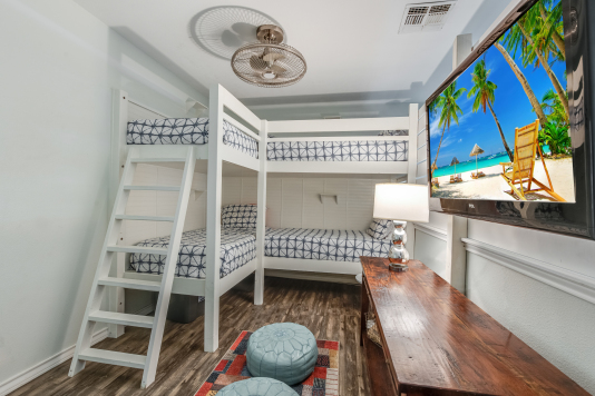 Bunk space has TV, be sure to pack HDMI cables with gaming devices